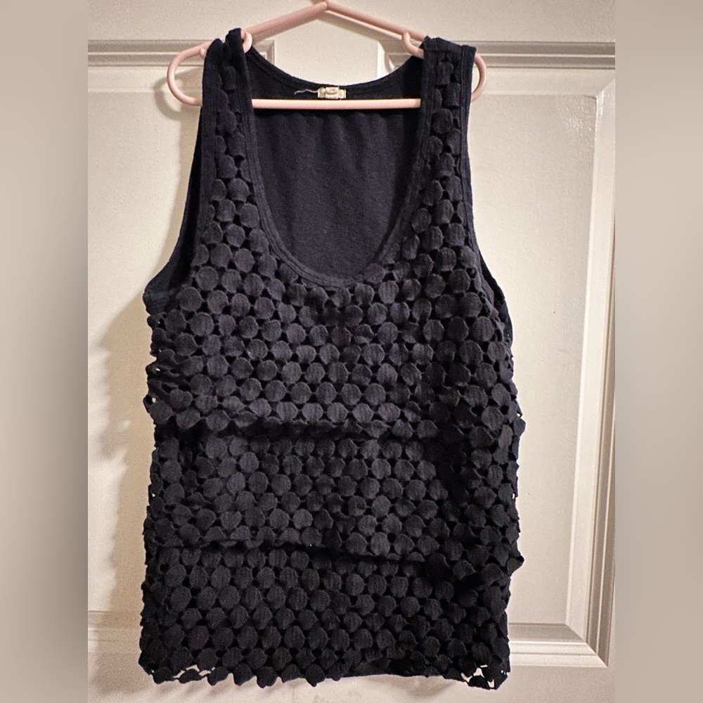 J Crew Crochet Lace Dot Layered Tank Top